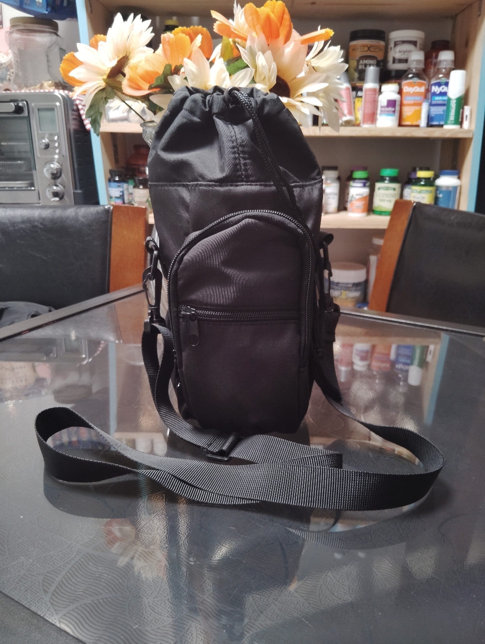 Multi-Pocket Crossbody Water Bottle Sling Bag - Pink - Picture 3 of 8
